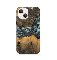 iPhone 13 mini Wood+Resin Live Edge Phone Case - Arielle (Green, 722485)