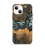 iPhone 14 Wood+Resin Live Edge Phone Case - Arielle (Green, 722485)