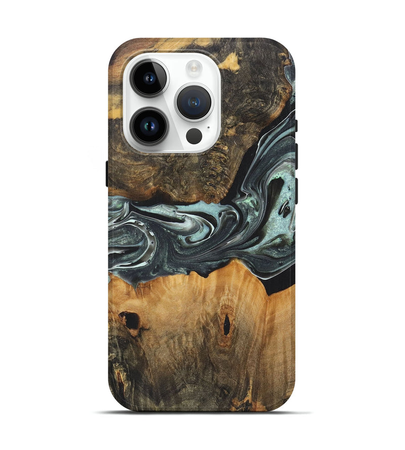 iPhone 15 Pro Wood+Resin Live Edge Phone Case - Arielle (Green, 722485)