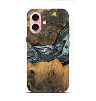 iPhone 16 Wood+Resin Live Edge Phone Case - Arielle (Green, 722485)