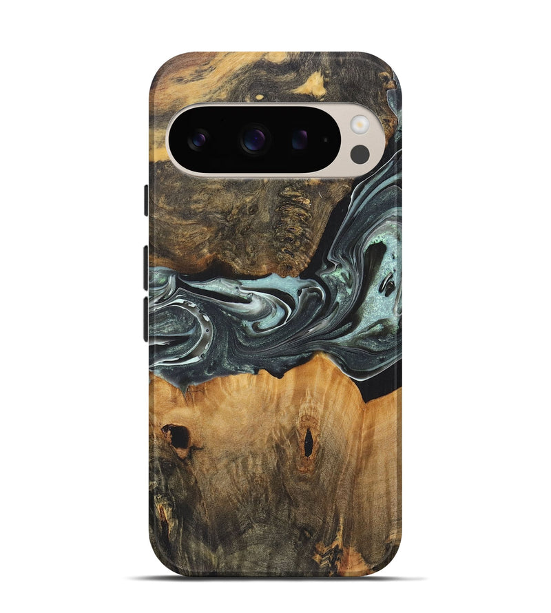 Pixel 9 Wood+Resin Live Edge Phone Case - Arielle (Green, 722485)