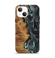 iPhone 14 Wood+Resin Live Edge Phone Case - Russell (Green, 722486)