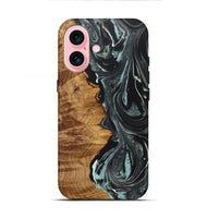 iPhone 16 Wood+Resin Live Edge Phone Case - Russell (Green, 722486)