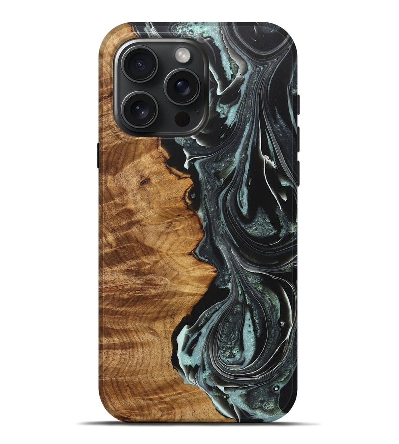 iPhone 16 Pro Max Wood+Resin Live Edge Phone Case - Russell (Green, 722486)