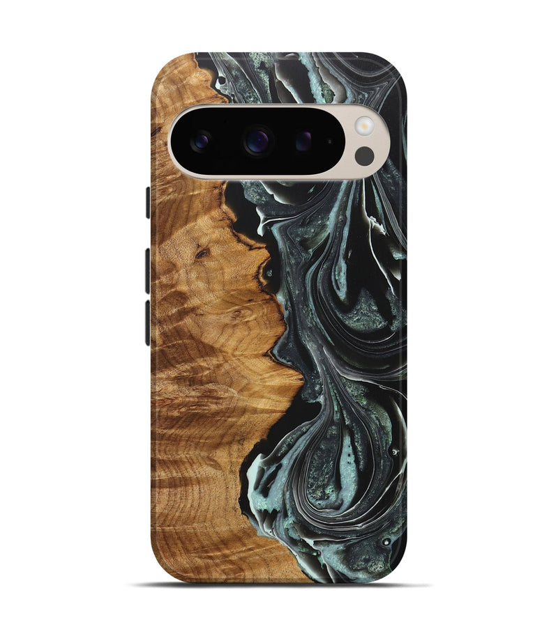 Pixel 9 Wood+Resin Live Edge Phone Case - Russell (Green, 722486)