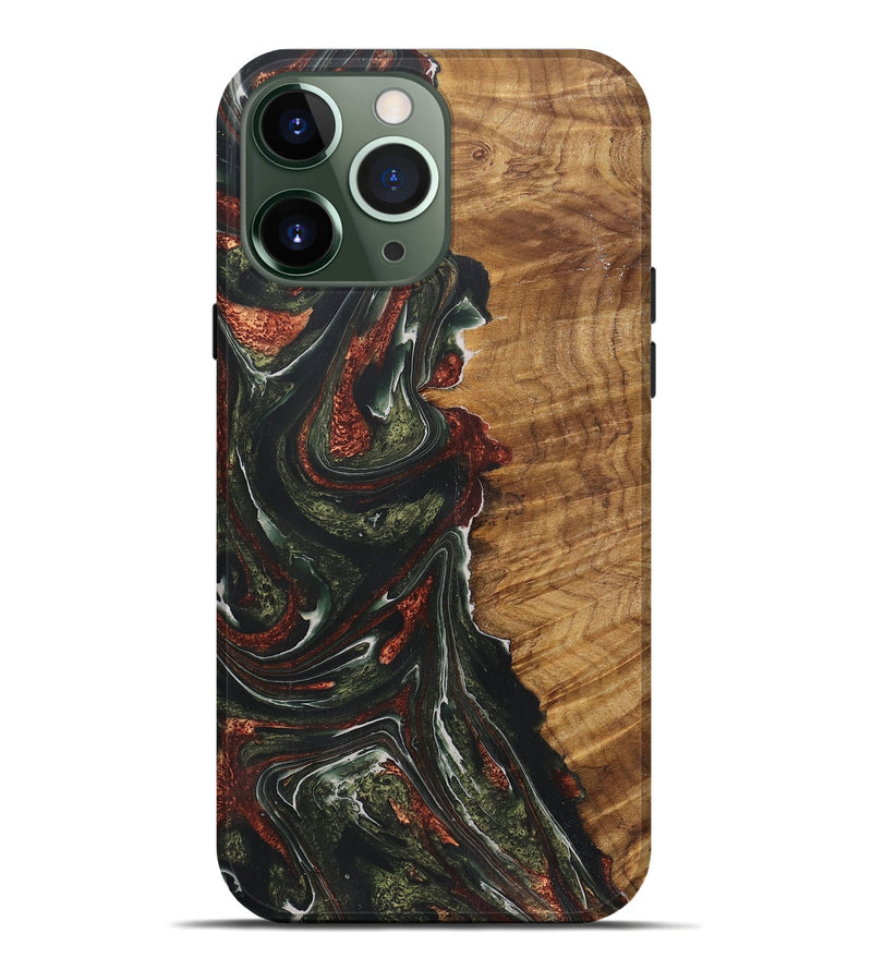 iPhone 13 Pro Max Wood+Resin Live Edge Phone Case - Taylor (Green, 722487)