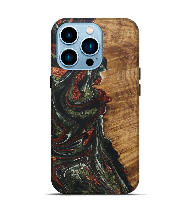 iPhone 14 Pro Wood+Resin Live Edge Phone Case - Taylor (Green, 722487)