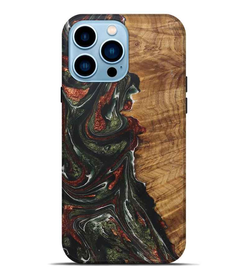 iPhone 14 Pro Max Wood+Resin Live Edge Phone Case - Taylor (Green, 722487)