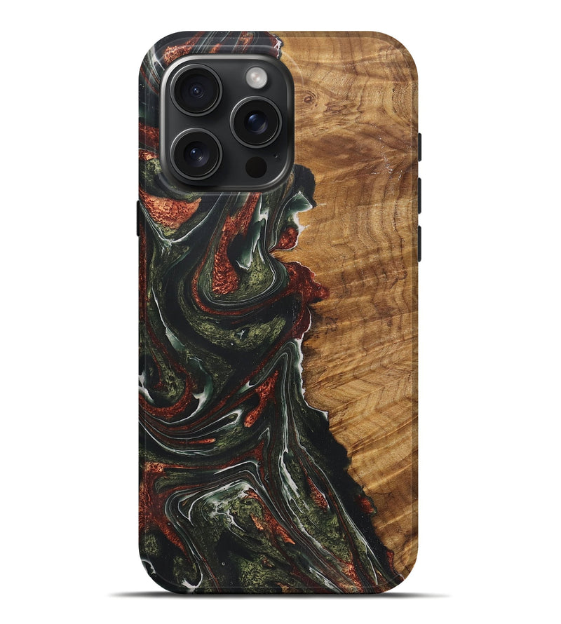 iPhone 16 Pro Max Wood+Resin Live Edge Phone Case - Taylor (Green, 722487)