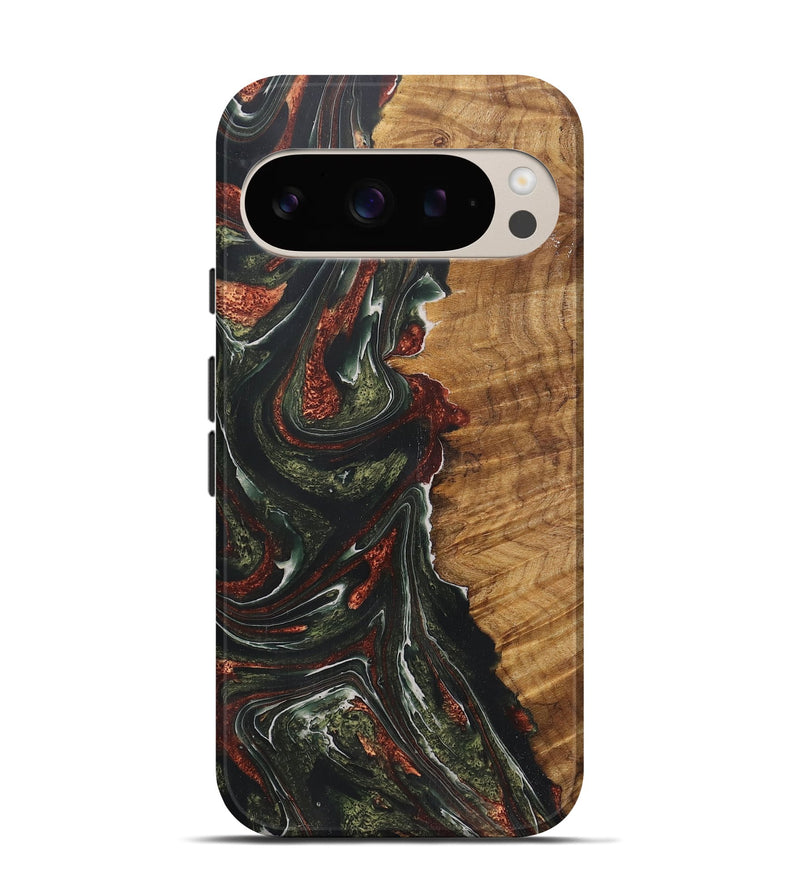 Pixel 9 Wood+Resin Live Edge Phone Case - Taylor (Green, 722487)