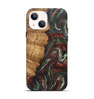 iPhone 14 Wood+Resin Live Edge Phone Case - Donnie (Green, 722488)