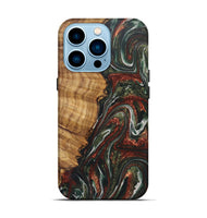 iPhone 14 Pro Wood+Resin Live Edge Phone Case - Donnie (Green, 722488)