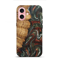 iPhone 16 Wood+Resin Live Edge Phone Case - Donnie (Green, 722488)