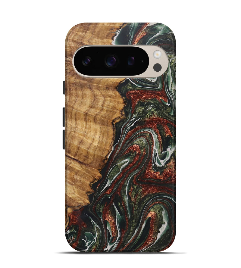 Pixel 9 Wood+Resin Live Edge Phone Case - Donnie (Green, 722488)