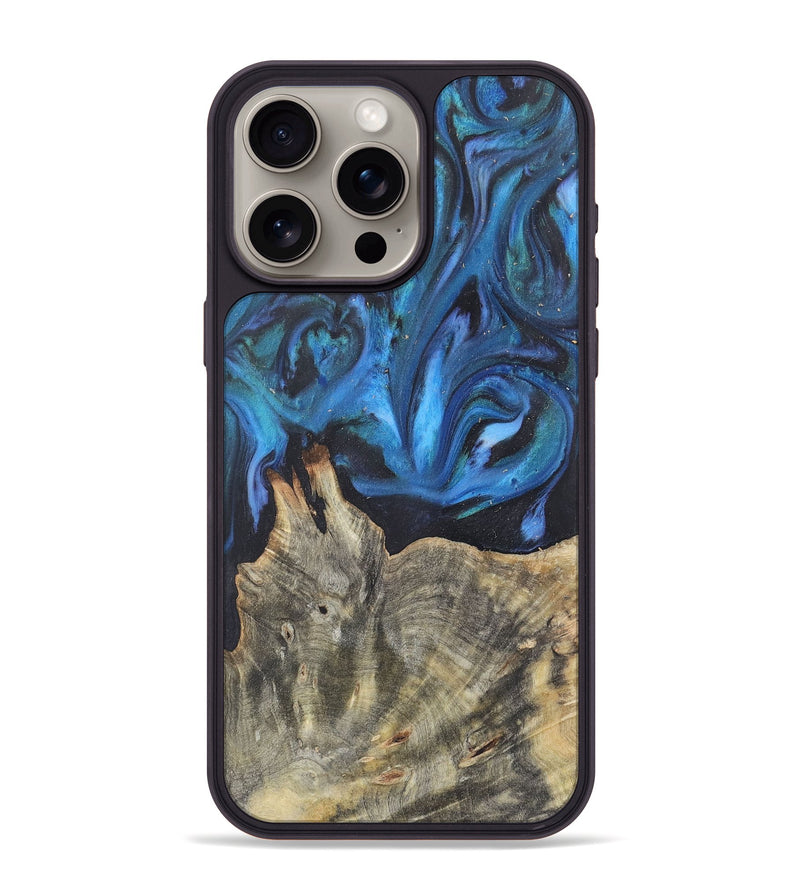 iPhone 15 Pro Max Wood+Resin Phone Case - Cleo (Blue, 722491)