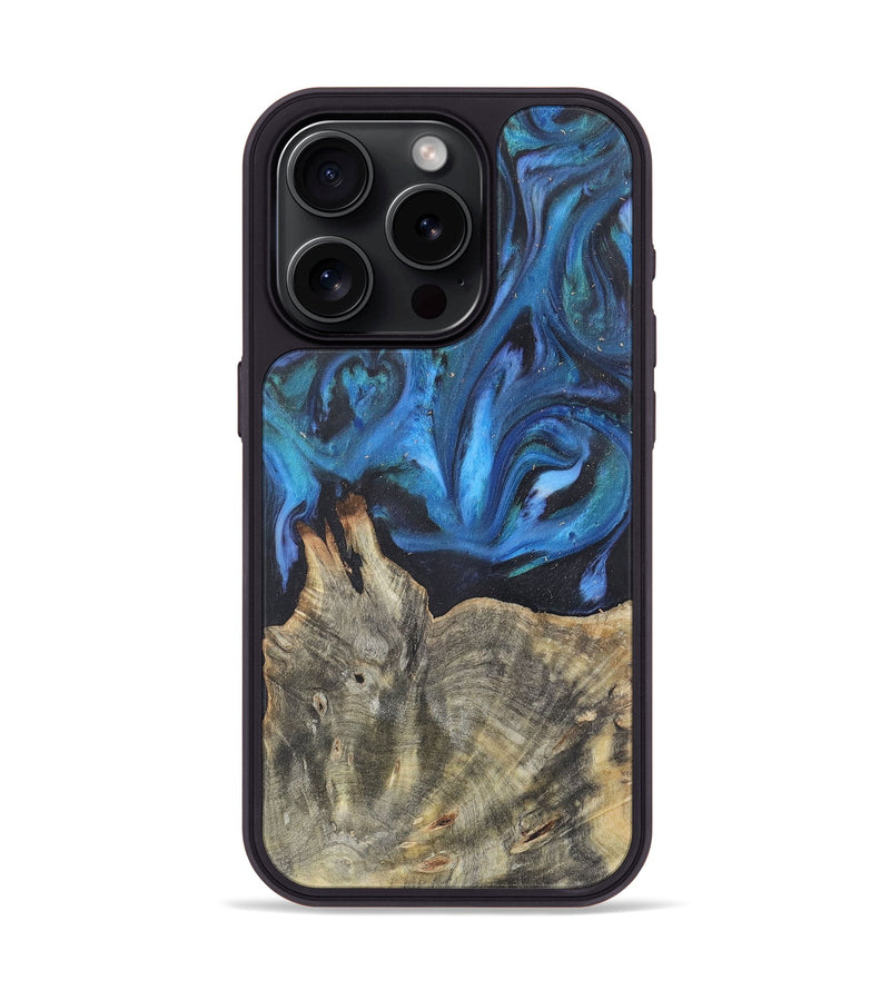 iPhone 15 Pro Wood+Resin Phone Case - Cleo (Blue, 722491)