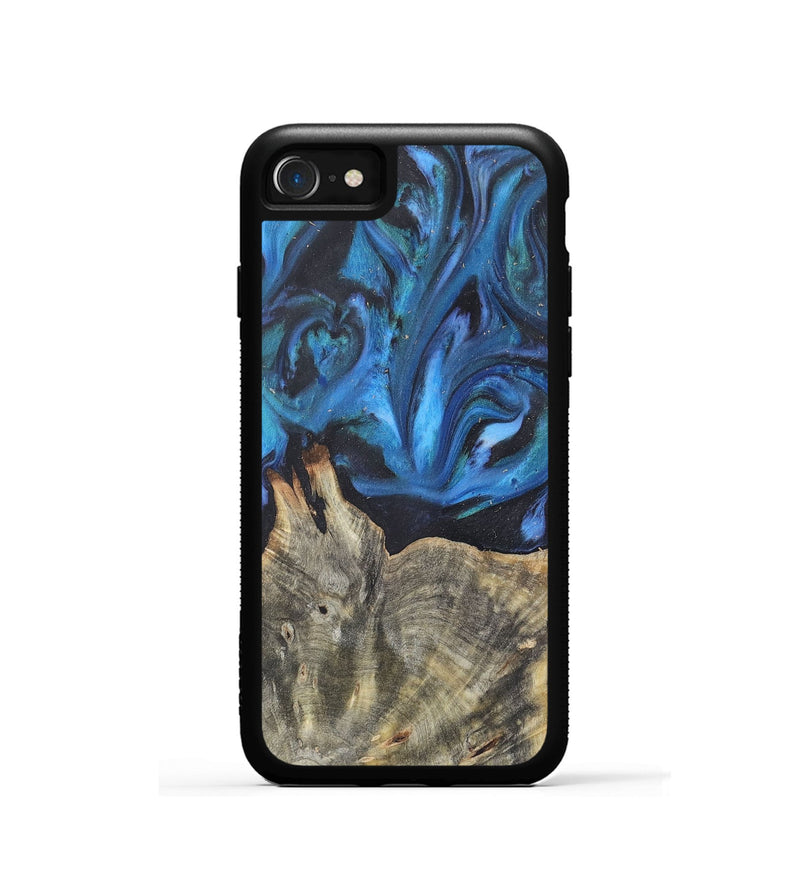 iPhone SE Wood+Resin Phone Case - Cleo (Blue, 722491)