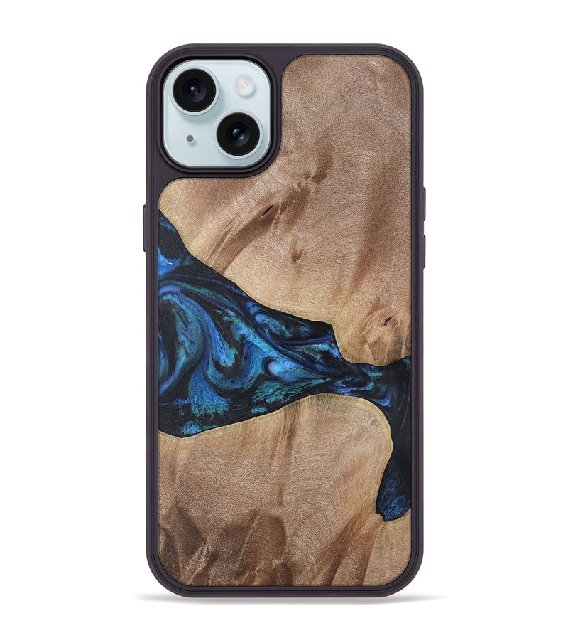 iPhone 15 Plus Wood+Resin Phone Case - Madison (Blue, 722497)