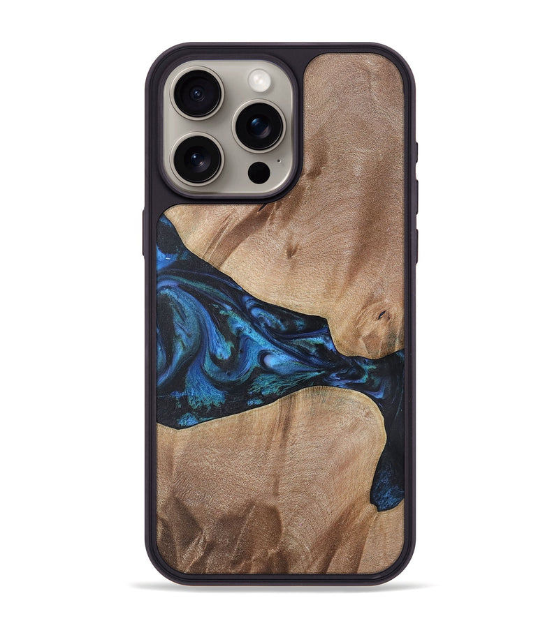 iPhone 15 Pro Max Wood+Resin Phone Case - Madison (Blue, 722497)