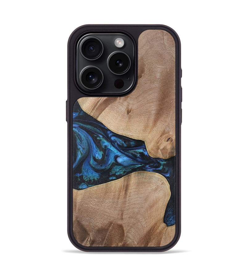 iPhone 15 Pro Wood+Resin Phone Case - Madison (Blue, 722497)