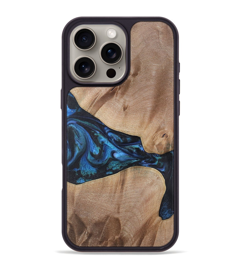 iPhone 16 Pro Max Wood+Resin Phone Case - Madison (Blue, 722497)