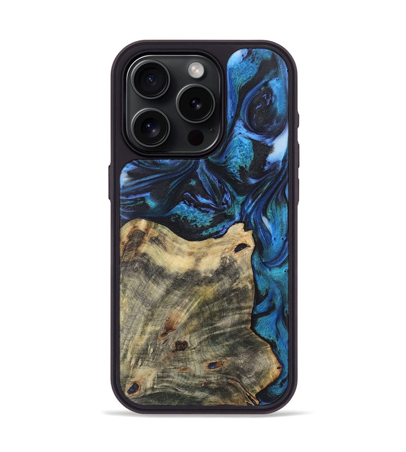 iPhone 15 Pro Wood+Resin Phone Case - Rowan (Blue, 722499)