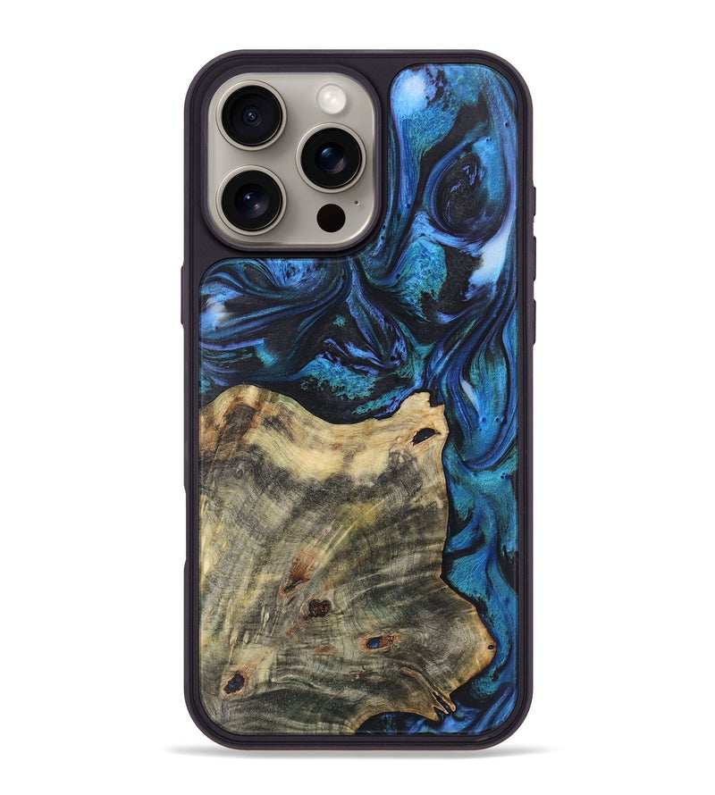 iPhone 16 Pro Max Wood+Resin Phone Case - Rowan (Blue, 722499)