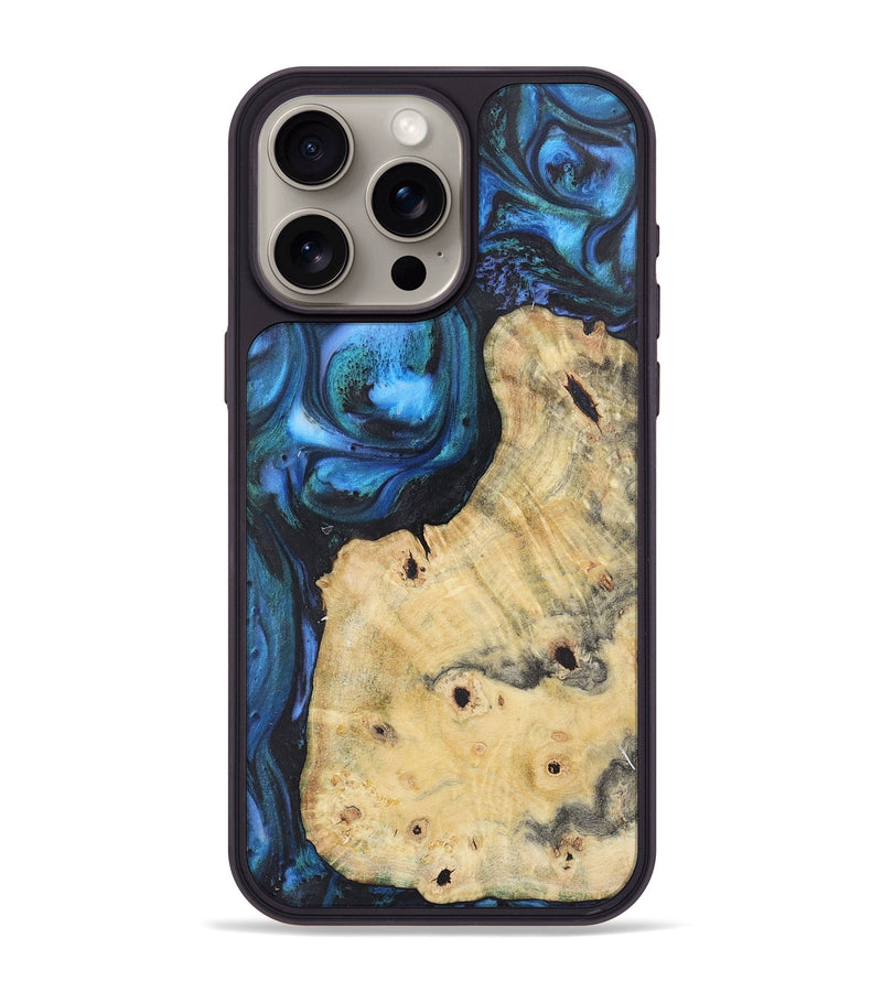 iPhone 15 Pro Max Wood+Resin Phone Case - Nancy (Blue, 722500)