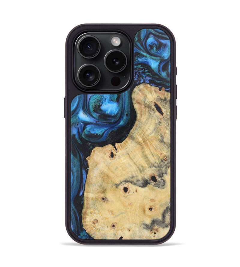 iPhone 15 Pro Wood+Resin Phone Case - Nancy (Blue, 722500)