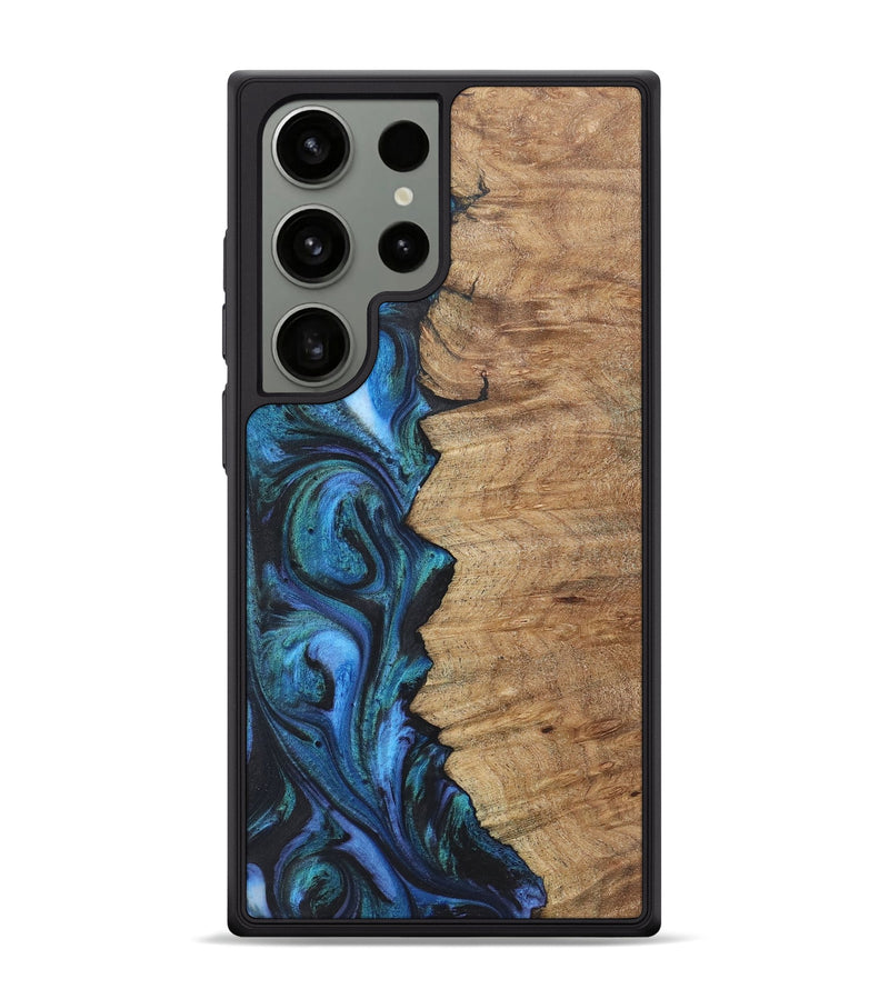 Galaxy S24 Ultra Wood+Resin Phone Case - Silas (Blue, 722503)