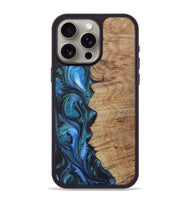 iPhone 15 Pro Max Wood+Resin Phone Case - Silas (Blue, 722503)