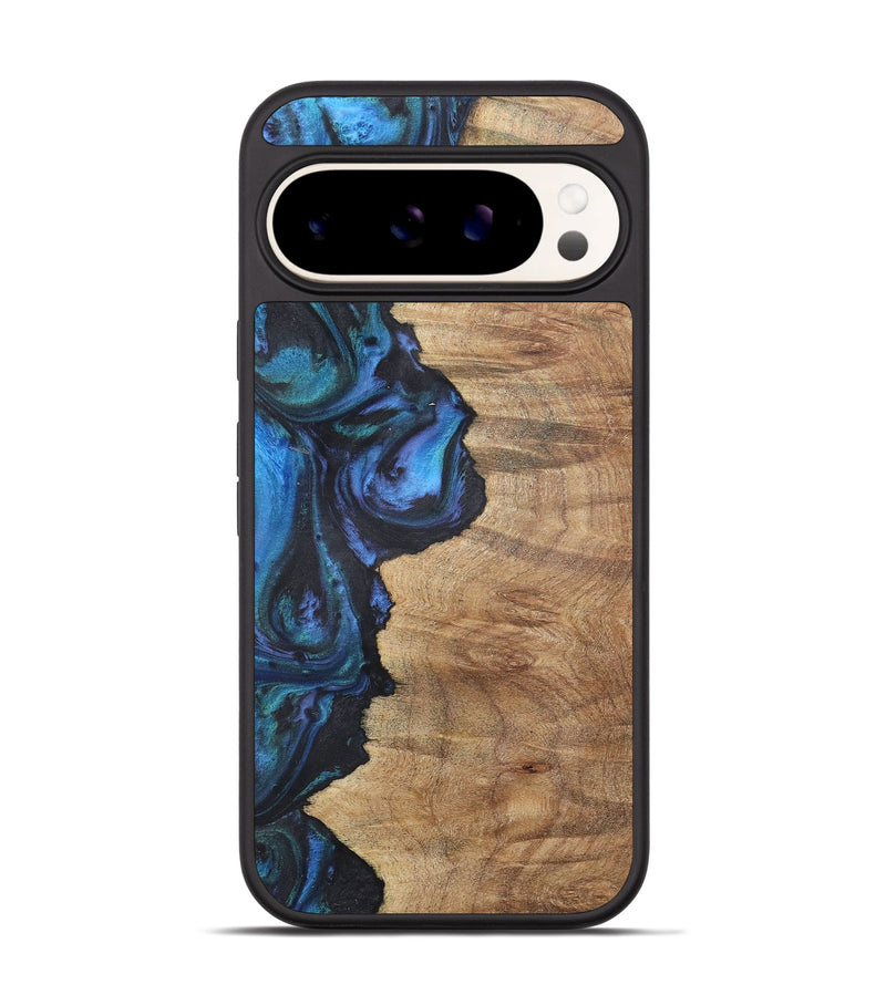 Pixel 9 Wood+Resin Phone Case - Annabella (Blue, 722506)