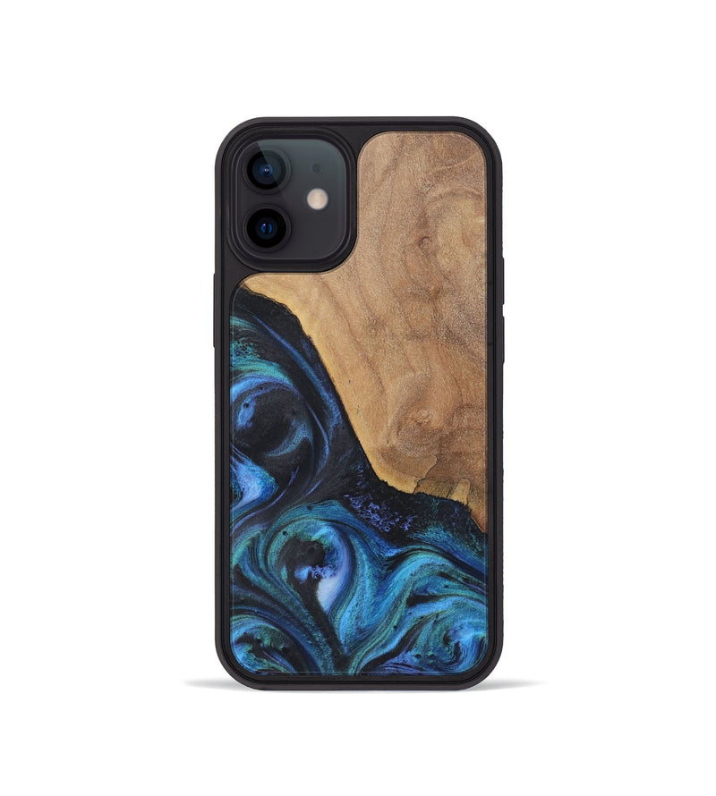 iPhone 12 mini Wood+Resin Phone Case - Tami (Blue, 722507)