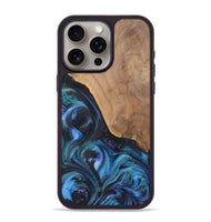 iPhone 15 Pro Max Wood+Resin Phone Case - Tami (Blue, 722507)