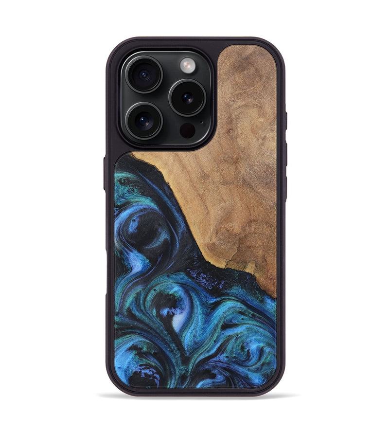 iPhone 16 Pro Wood+Resin Phone Case - Tami (Blue, 722507)