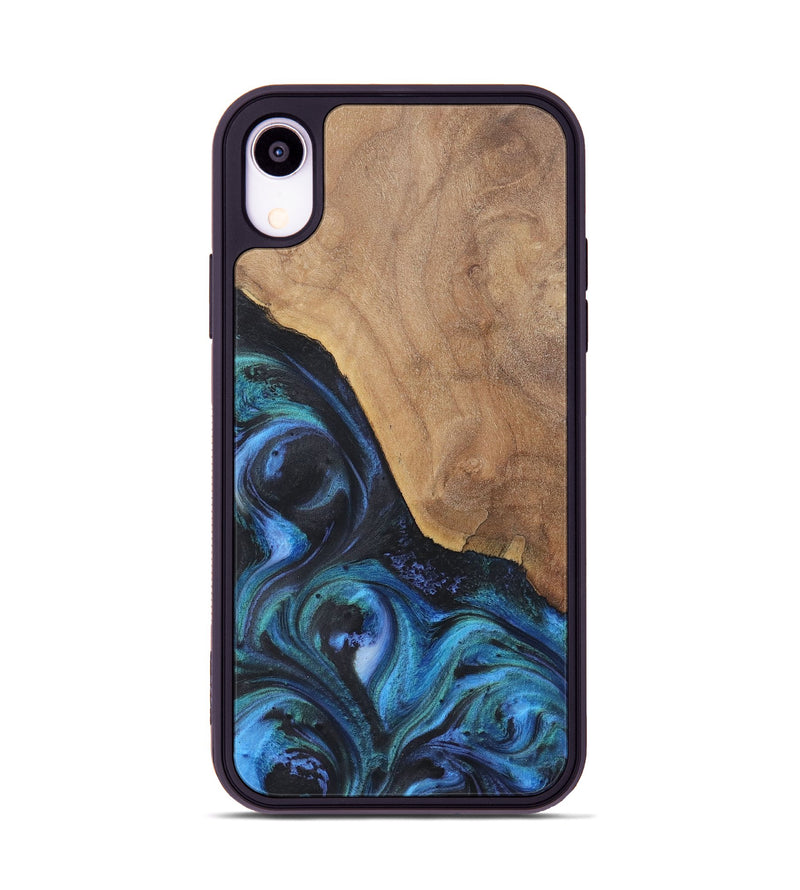 iPhone Xr Wood+Resin Phone Case - Tami (Blue, 722507)