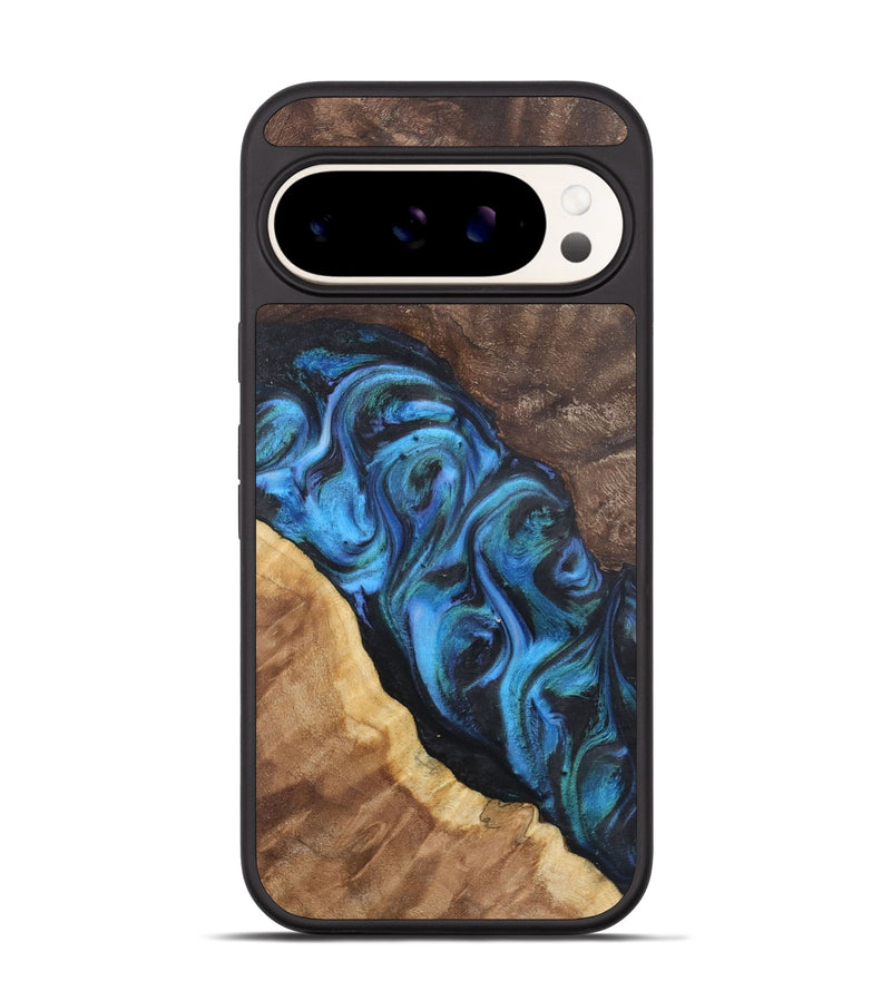 Pixel 9 Wood+Resin Phone Case - Yolanda (Blue, 722508)