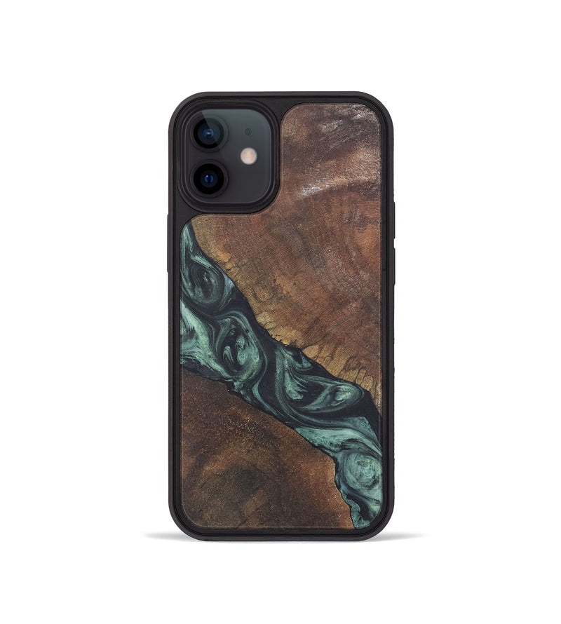 iPhone 12 mini Wood+Resin Phone Case - Randal (Green, 722513)