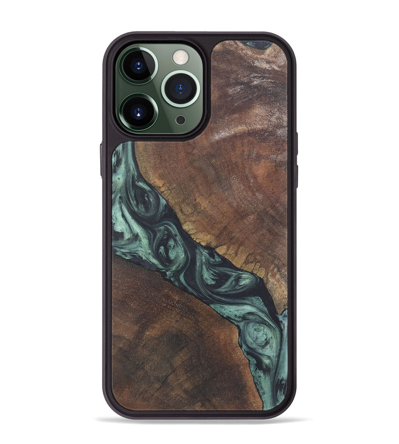 iPhone 13 Pro Max Wood+Resin Phone Case - Randal (Green, 722513)