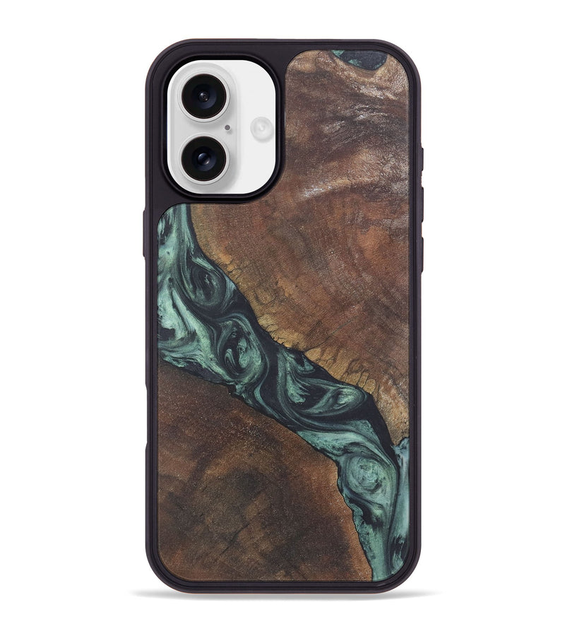 iPhone 16 Plus Wood+Resin Phone Case - Randal (Green, 722513)