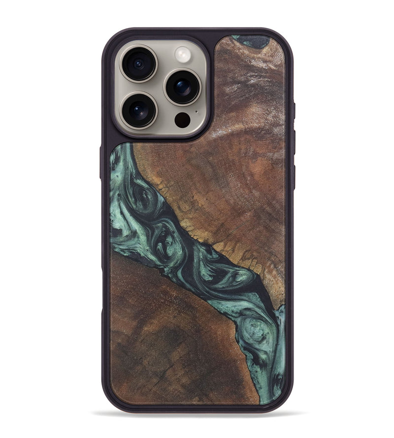 iPhone 16 Pro Max Wood+Resin Phone Case - Randal (Green, 722513)