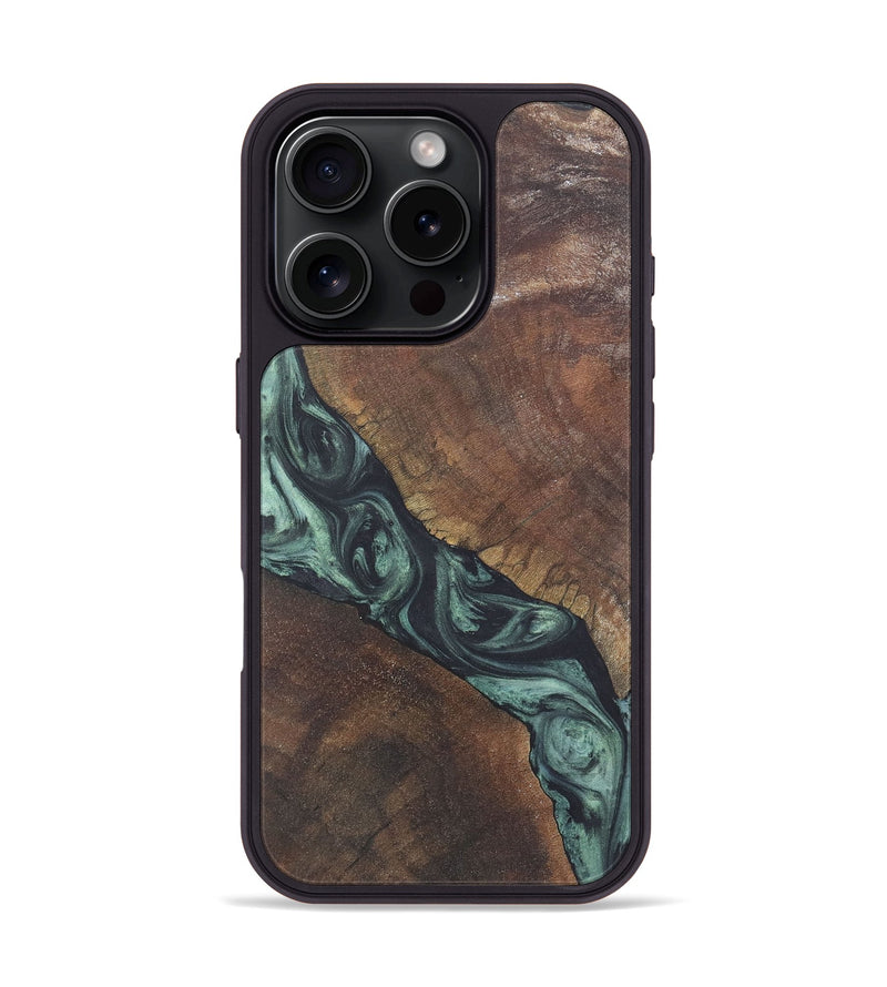 iPhone 16 Pro Wood+Resin Phone Case - Randal (Green, 722513)