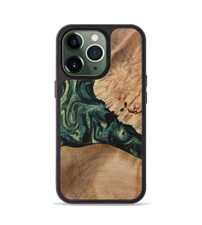 iPhone 13 Pro Wood+Resin Phone Case - Debra (Green, 722514)