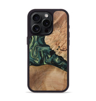 iPhone 15 Pro Wood+Resin Phone Case - Debra (Green, 722514)