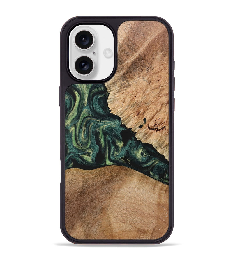 iPhone 16 Plus Wood+Resin Phone Case - Debra (Green, 722514)