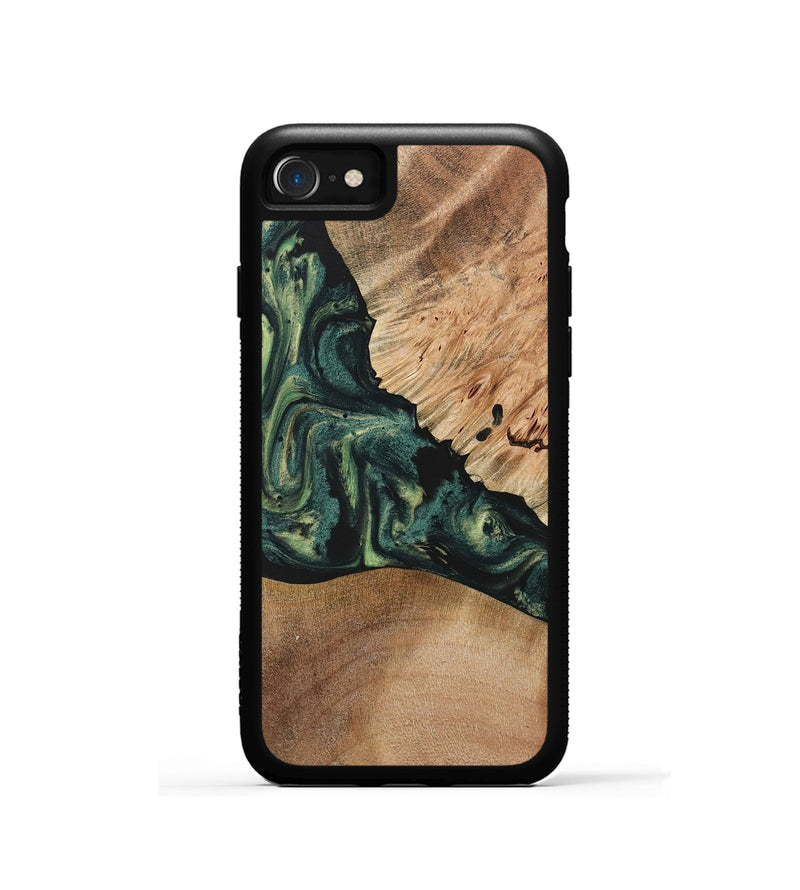 iPhone SE Wood+Resin Phone Case - Debra (Green, 722514)