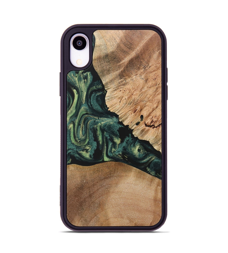 iPhone Xr Wood+Resin Phone Case - Debra (Green, 722514)