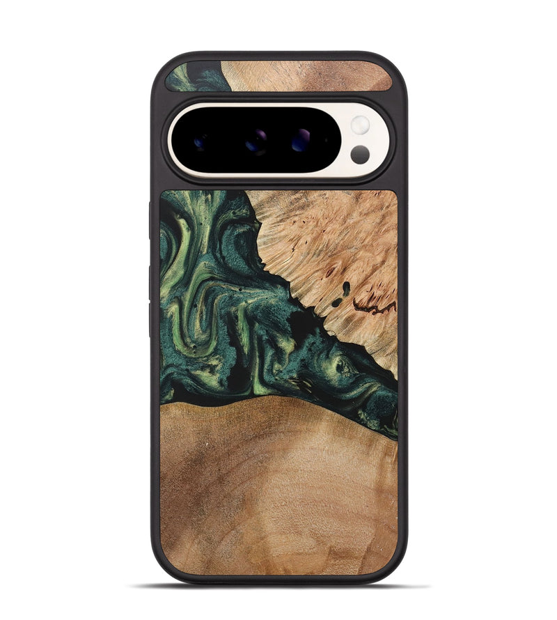 Pixel 9 Wood+Resin Phone Case - Debra (Green, 722514)