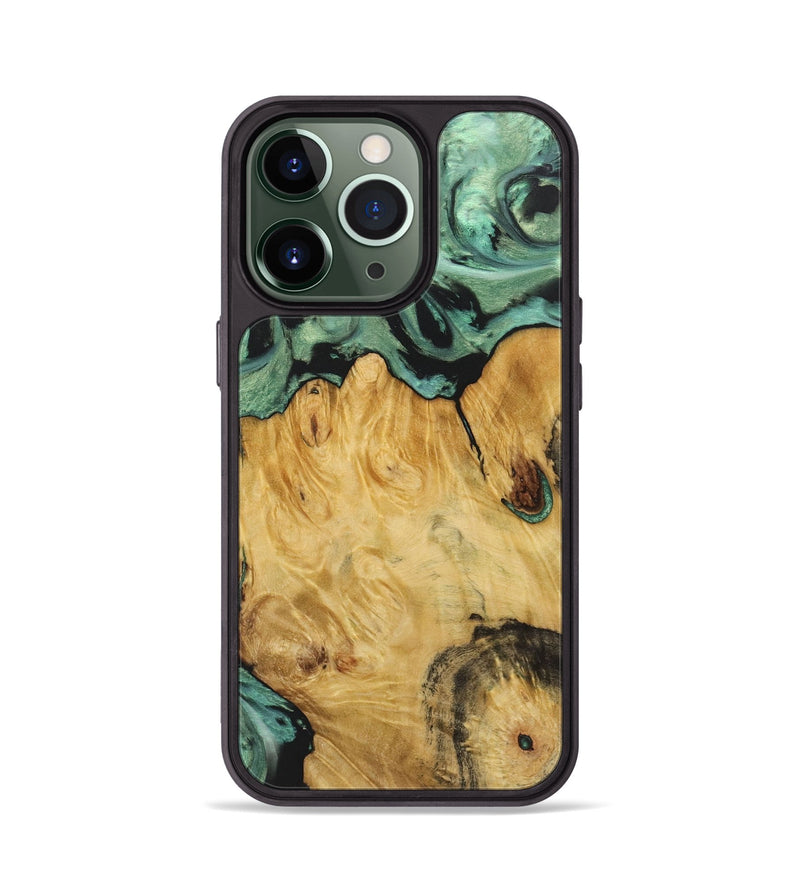 iPhone 13 Pro Wood+Resin Phone Case - Shelby (Green, 722515)