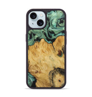 iPhone 15 Wood+Resin Phone Case - Shelby (Green, 722515)